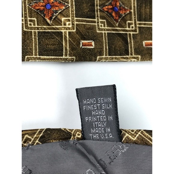Robert Talbott Tie 100% Silk Handmade Brown Orange Foulard Elegant Necktie 56" - Picture 5 of 7